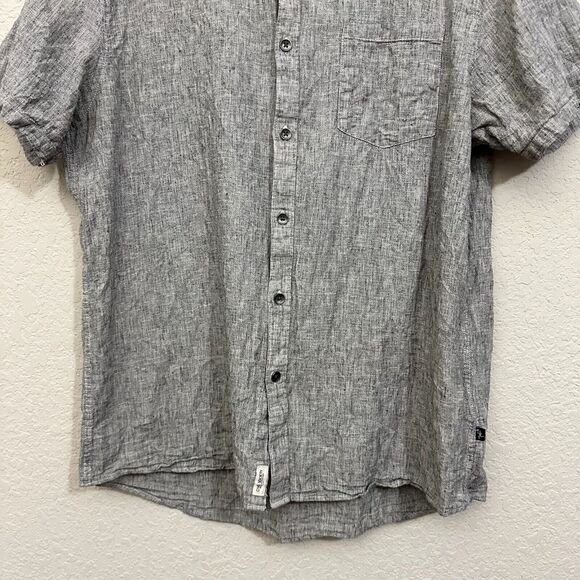 CIVIL SOCIETY Linen-Blend Shirt Gray Button Up Short Sleeve Lightweight - Picture 4 of 8